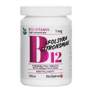 BioSalma B12-vitamin med folsyra – tuggtablett med citronsmak