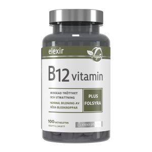 Elexir Pharma B12-Vitamin Vegan 100 Sugtabletter