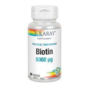 Solaray Biotin 5000 µg – Tillskott med B7
